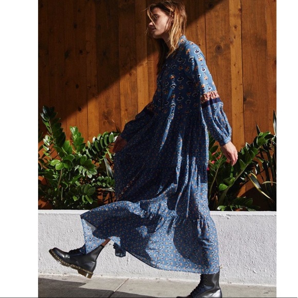 Free People Boho Printed Flowy Tiered Maxi Dress - Picture 5 of 7